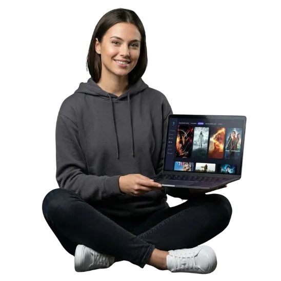 Femme regardant des chaînes IPTV sur tablette - abonnement Tiviona