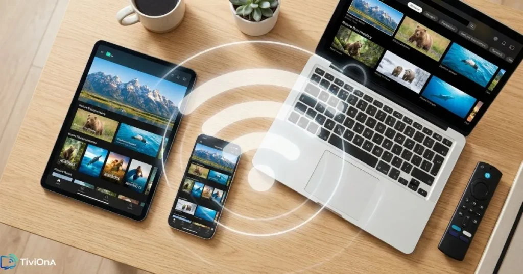 IPTV multi appareils : smartphone, tablette et ordinateur connectés au même abonnement