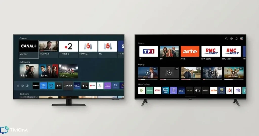 Application IPTV en Smart TV Samsung et LG : comparatif des interfaces