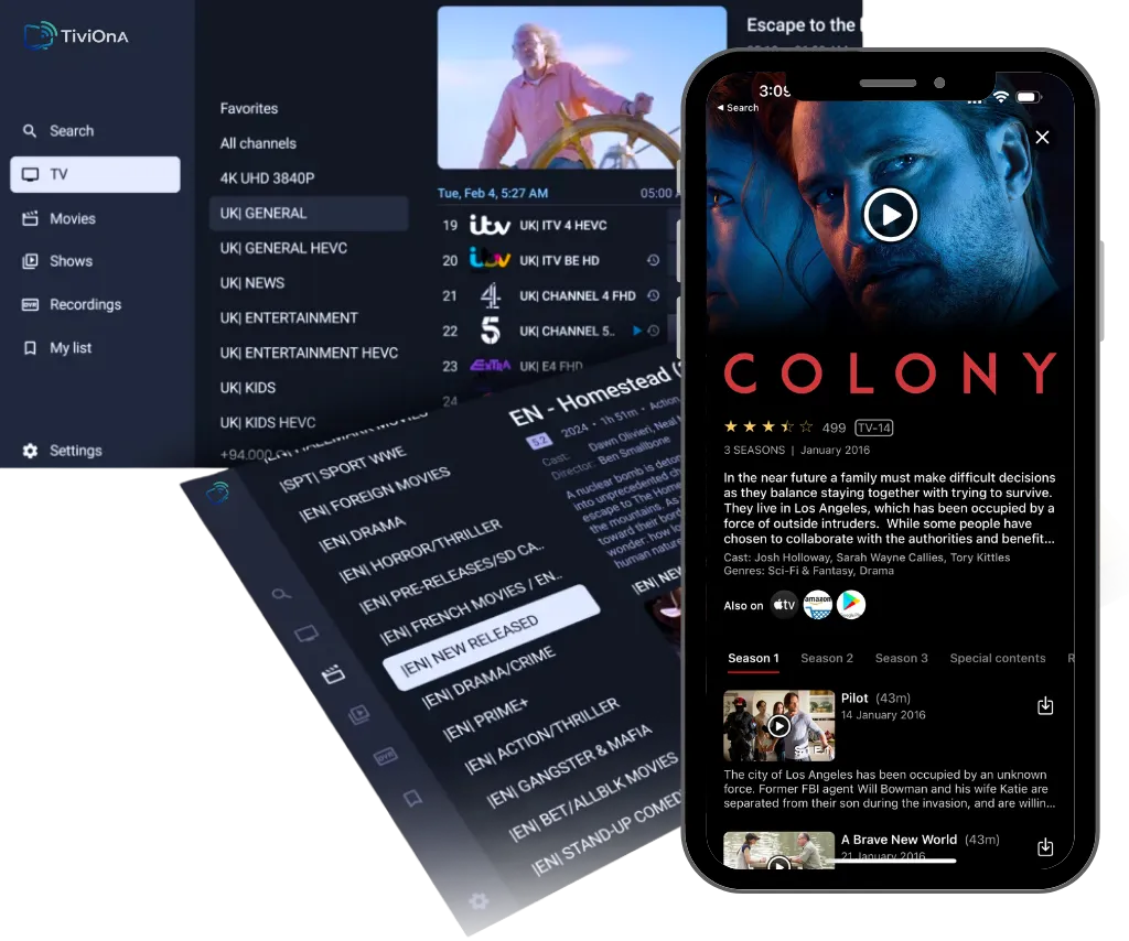 Chaînes IPTV en HD et 4K sur Smart TV et smartphone - Tiviona