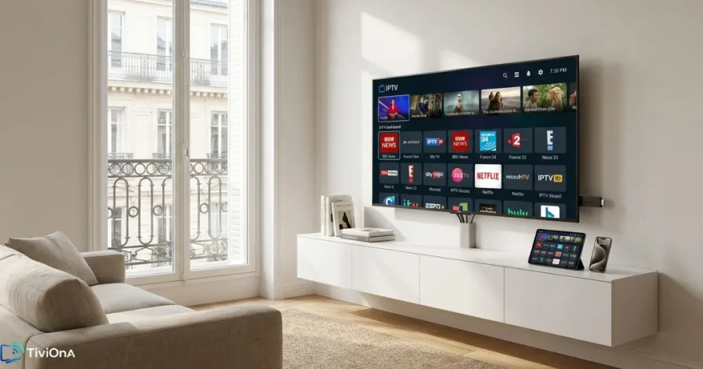 application iptv sur smart tv salon connecté en 2026