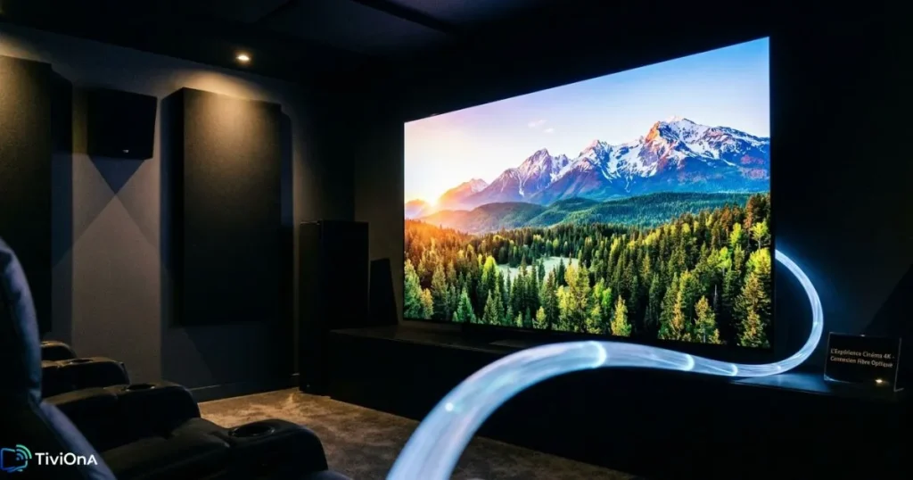 Streaming IPTV HD 4K sur grand écran avec connexion fibre optique