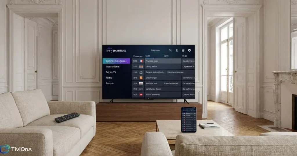 IPTV Smarters gratuit sur Smart TV avec interface fluide et compatible multi-appareils