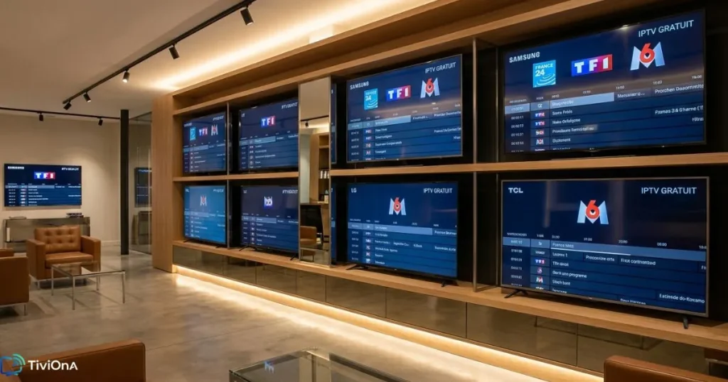 IPTV Smart TV avec chaînes gratuites sur téléviseurs modernes