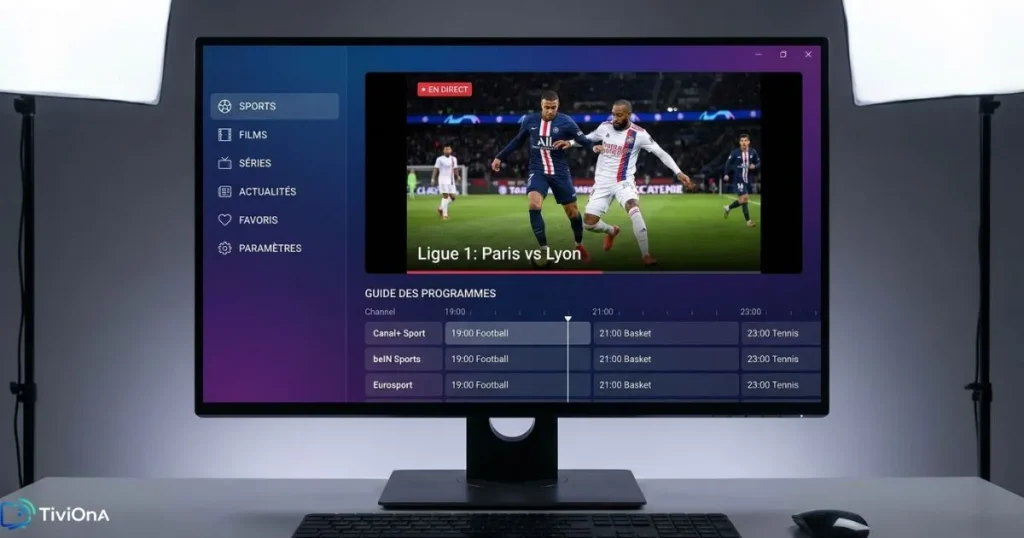 Application IPTV Windows - interface IPTV Smarters Pro sur un écran d'ordinateur