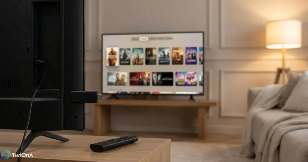 iptv compatible firestick branché sur smart tv pour accéder à un service iptv