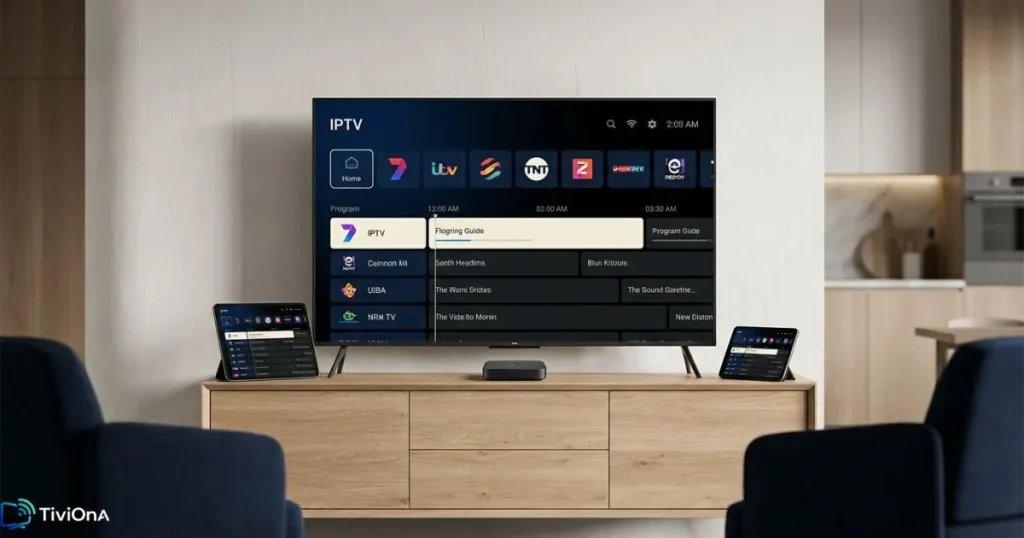 meilleure application IPTV affichée sur plusieurs appareils dans un environnement connecté