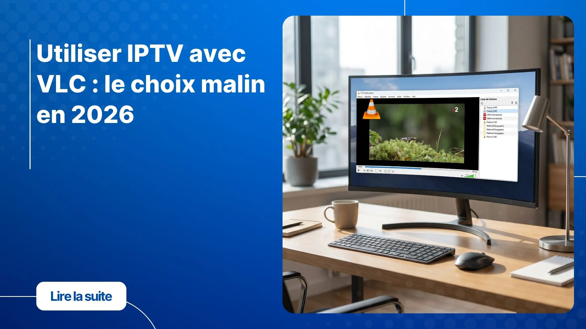 Configuration IPTV avec VLC sur ordinateur grâce à l'interface officielle de VLC Media Player.