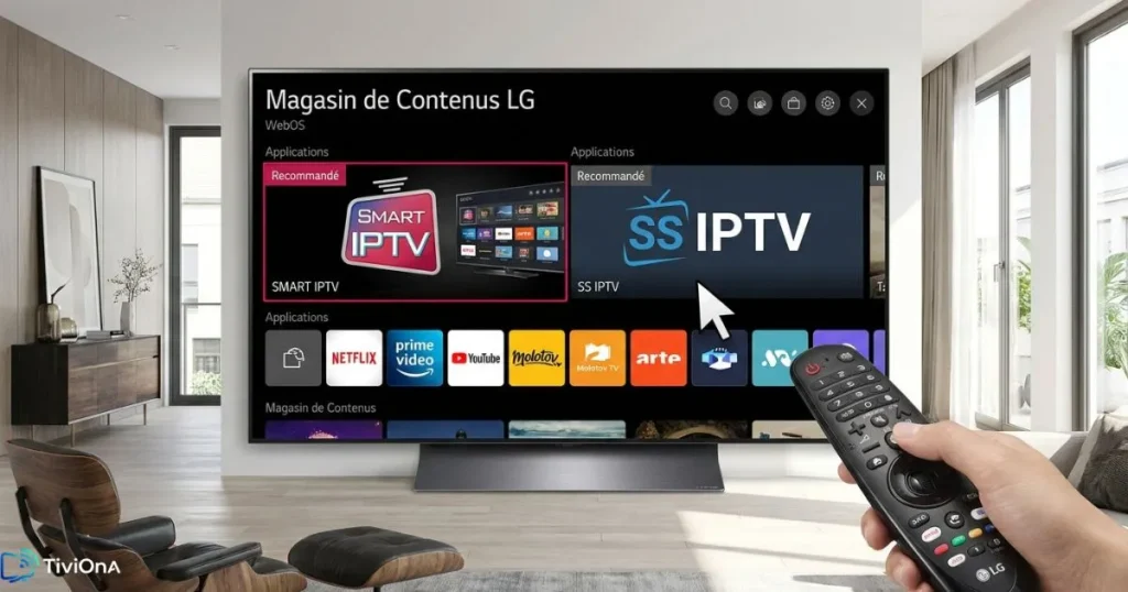 Applications IPTV LG disponibles sur le LG Content Store pour configurer un abonnement IPTV.