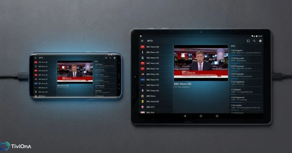 Lecteur IPTV Android TiviMate sur smartphone et tablette Android