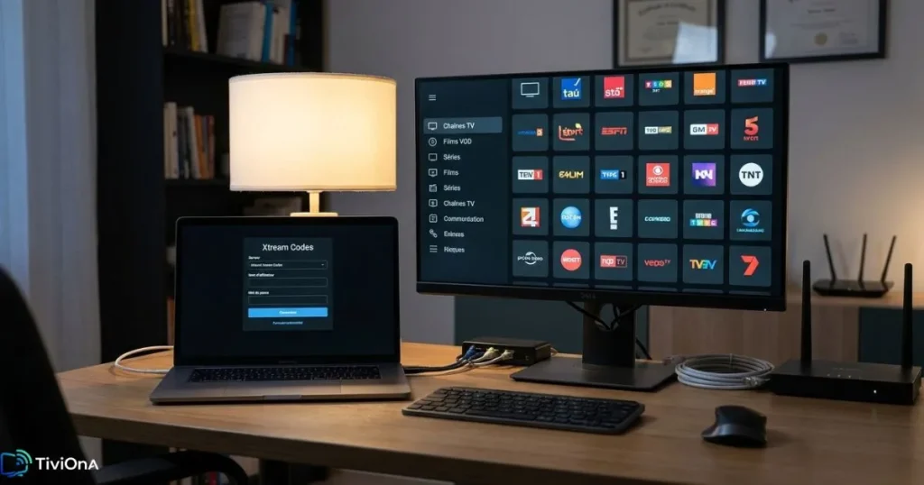 meilleur lecteur iptv pour pc avec connexion Xtream Codes sur écran d’ordinateur.