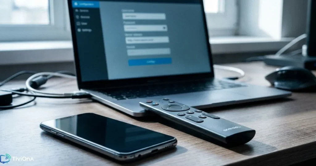 Configuration IPTV avec identifiants Xtream Codes sur ordinateur portable