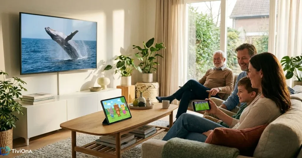 IPTV multi-appareils avec télévision, tablette et smartphone