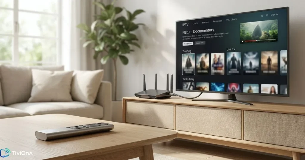 Service IPTV fiable avec Smart TV connectée en Ethernet pour un streaming stable