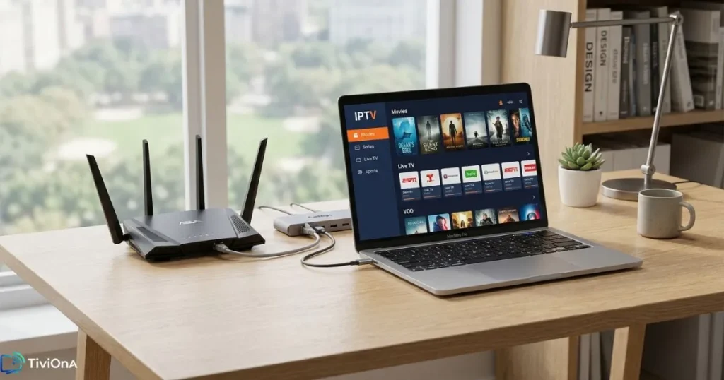 IPTV sur macOS avec une connexion réseau optimisée pour un streaming fluide.