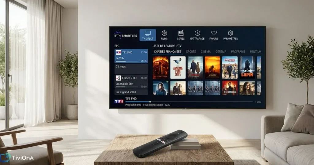 IPTV Smarters utilisé pour la configuration IPTV sur Android TV.