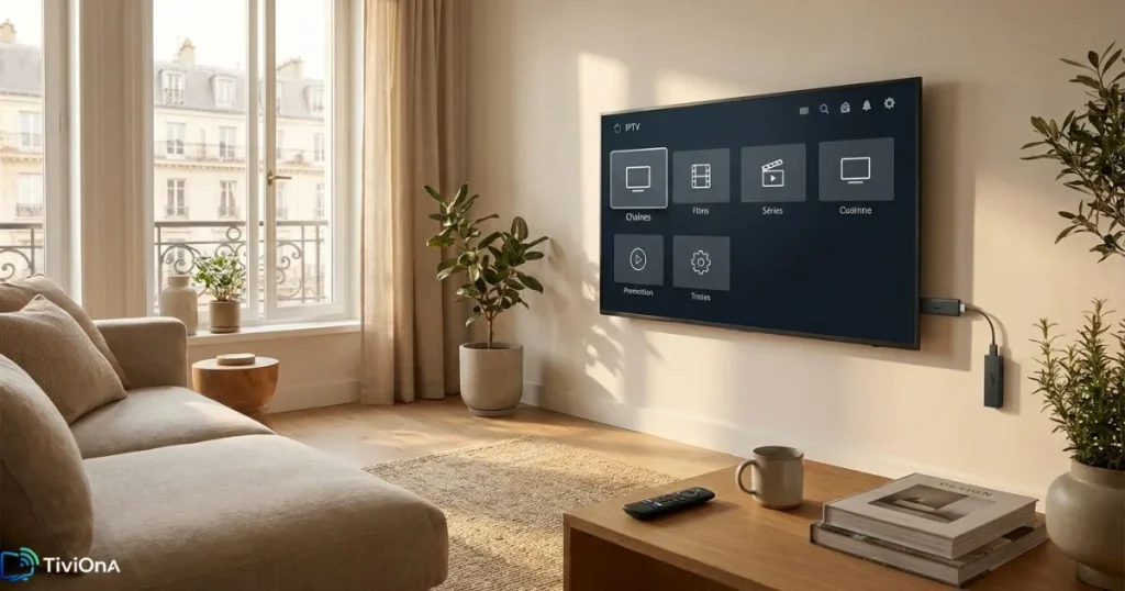 Fire TV Stick avec clé iptv pour regarder un abonnement IPTV sur télévision.