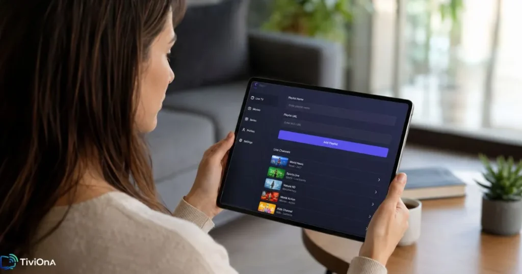application IPTV Android sur tablette avec configuration d'un abonnement IPTV