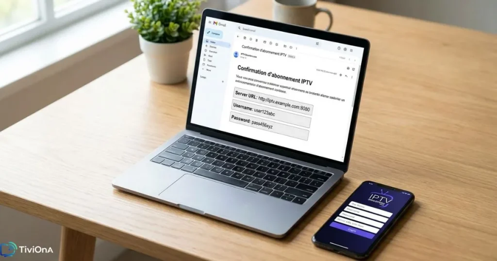 Email avec identifiants Smarters Pro reçus après un abonnement IPTV