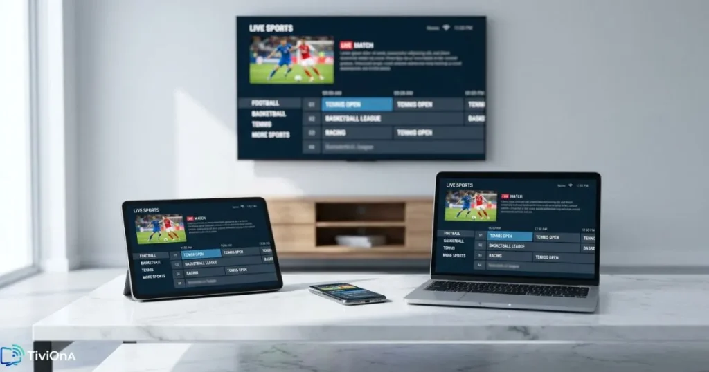 IPTV sports en direct sur plusieurs appareils smartphone tablette et Smart TV
