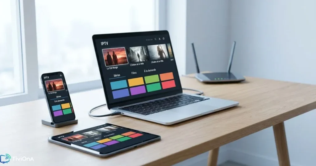 Fonctionnement IPTV - transmission du contenu via Internet vers différents appareils connectés