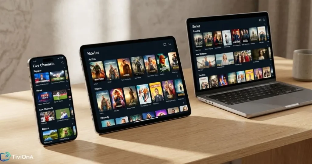 IPTV multi-appareils - visionnage sur smartphone tablette et Smart TV simultanément