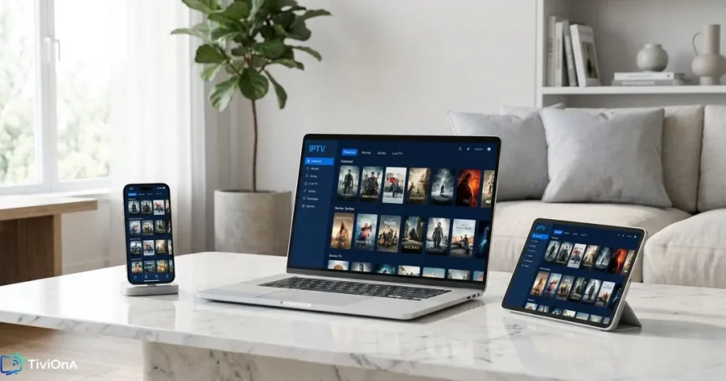 Compatibilité lecteur IPTV sur plusieurs appareils : TV, smartphone et ordinateur portable