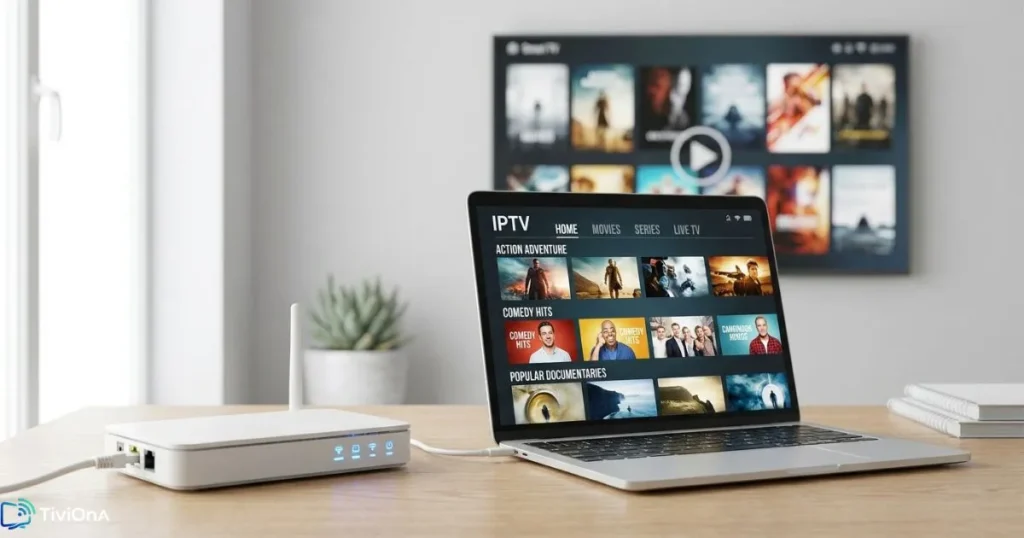 Schéma du flux streaming IPTV du serveur jusqu'à l'écran