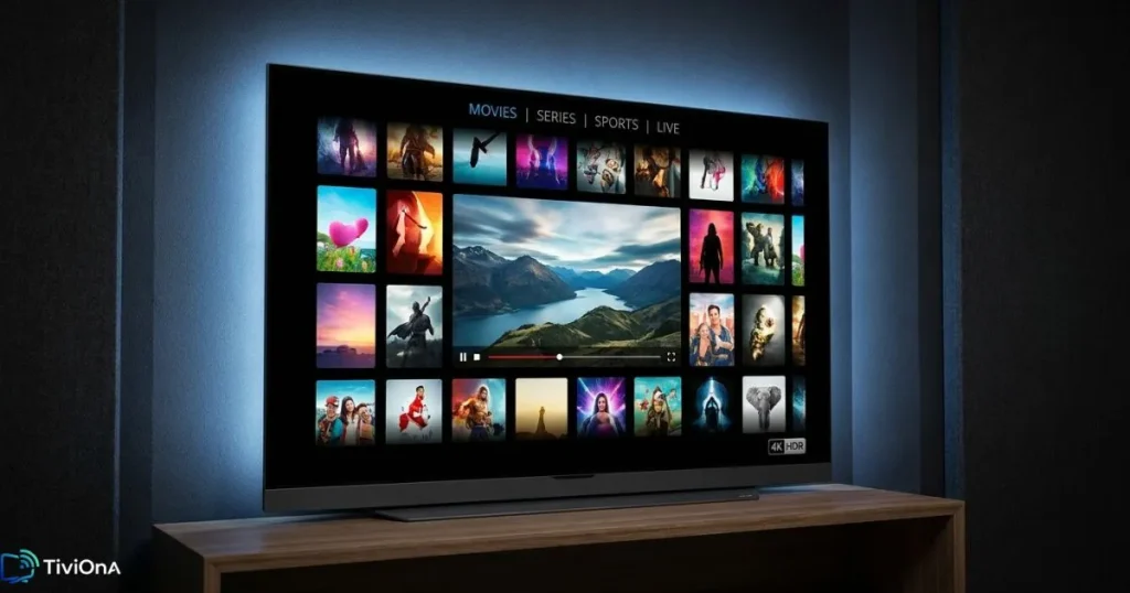 Nouveautes IPTV 2026 - qualite video 4K et interface intelligente sur grand ecran