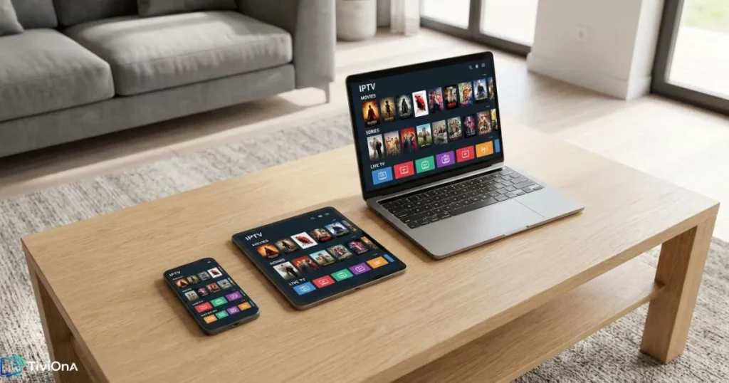 Utilisation d'une offre IPTV multi-appareils sur smartphone, tablette et ordinateur portable