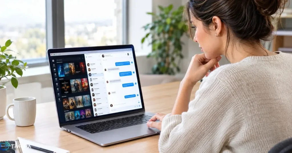 Personne qui contacte le support client IPTV depuis son ordinateur portable