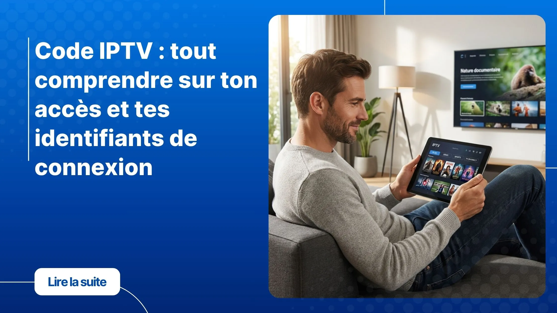 Code IPTV - identifiants de connexion sur un écran moderne
