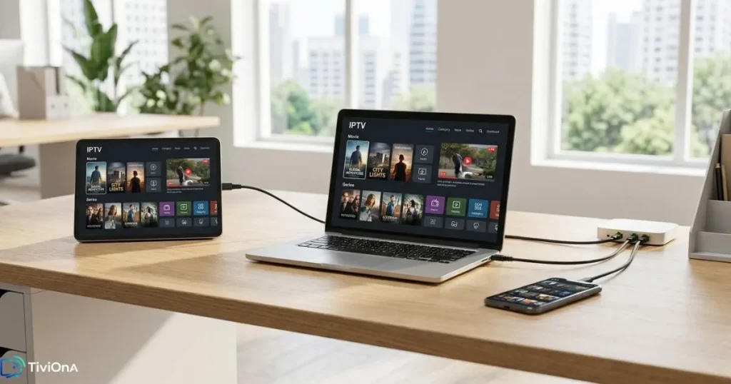 Schéma simplifié de l'origine des chaînes IPTV depuis le serveur jusqu'à l'écran du téléspectateur